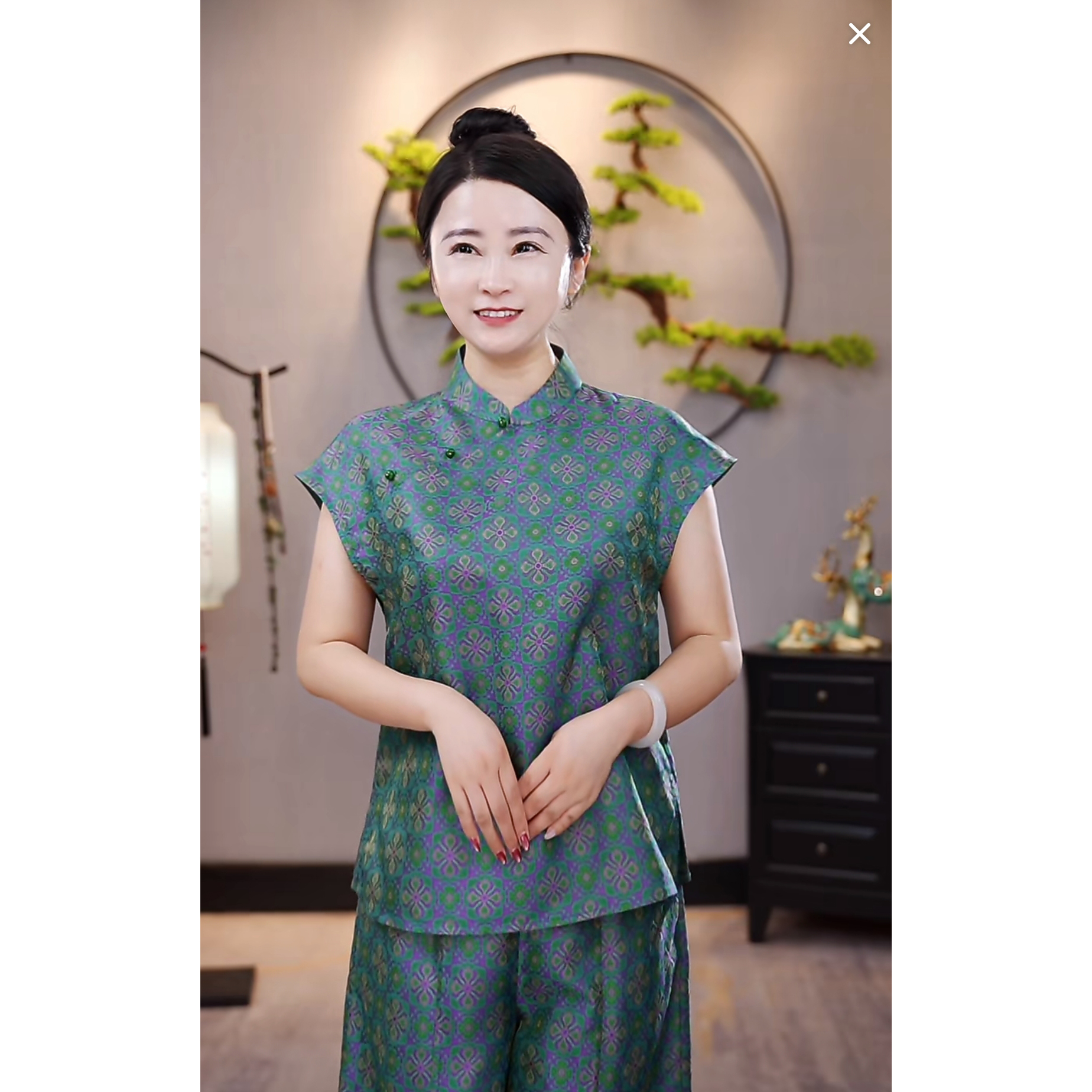 【千奈莉  】蜀锦无袖中式显瘦百搭休闲短袖上衣YJ235