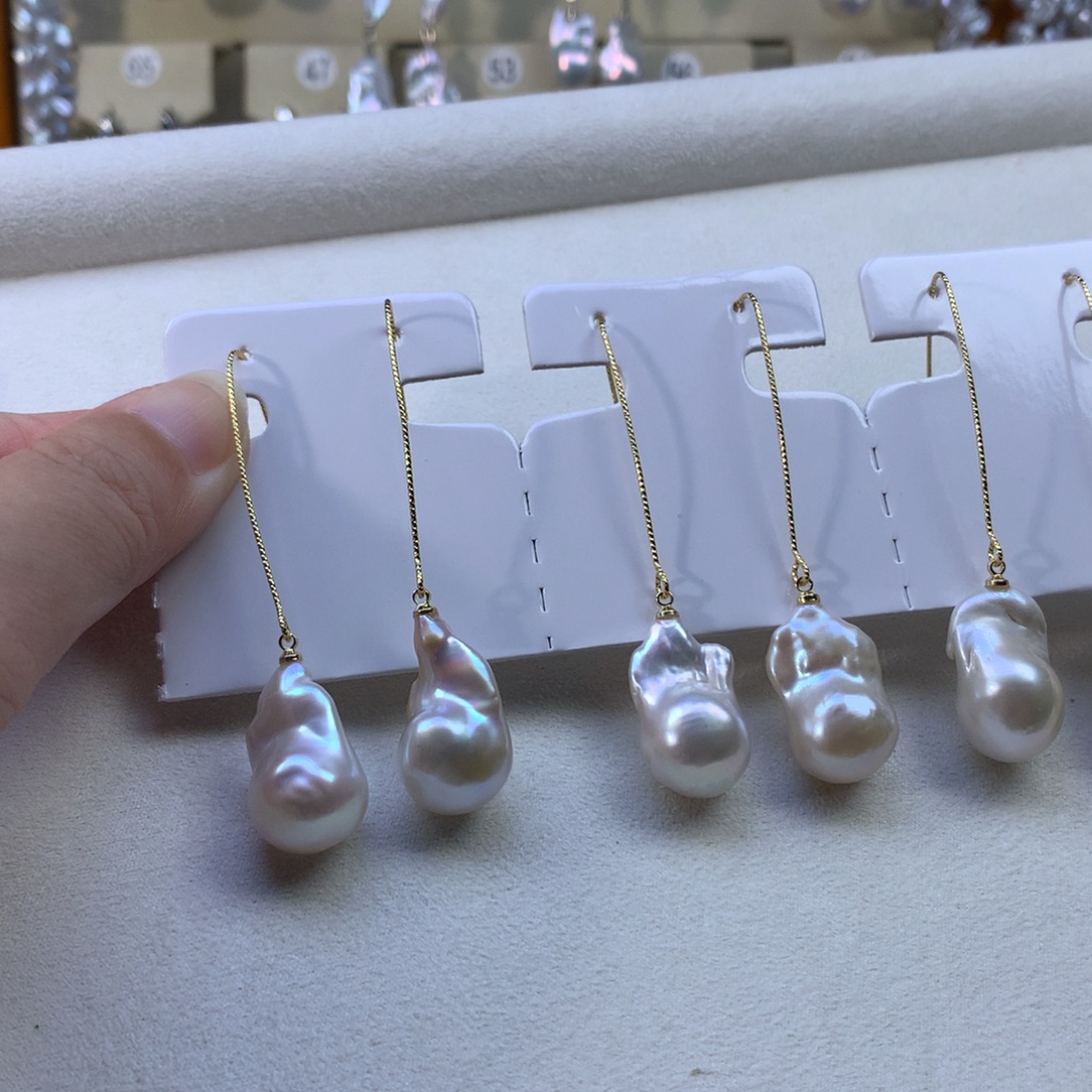 合金淡水珍珠耳环福利大钩金色1对
