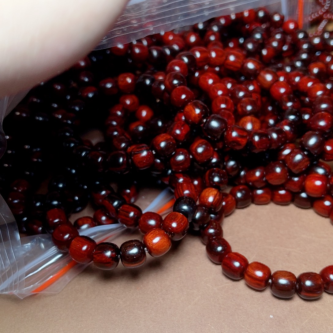 小叶紫檀手串/手链12老型火焰纹琴料鳞底金星