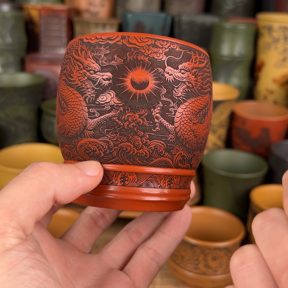 紫砂茶杯宜兴原矿紫砂杯