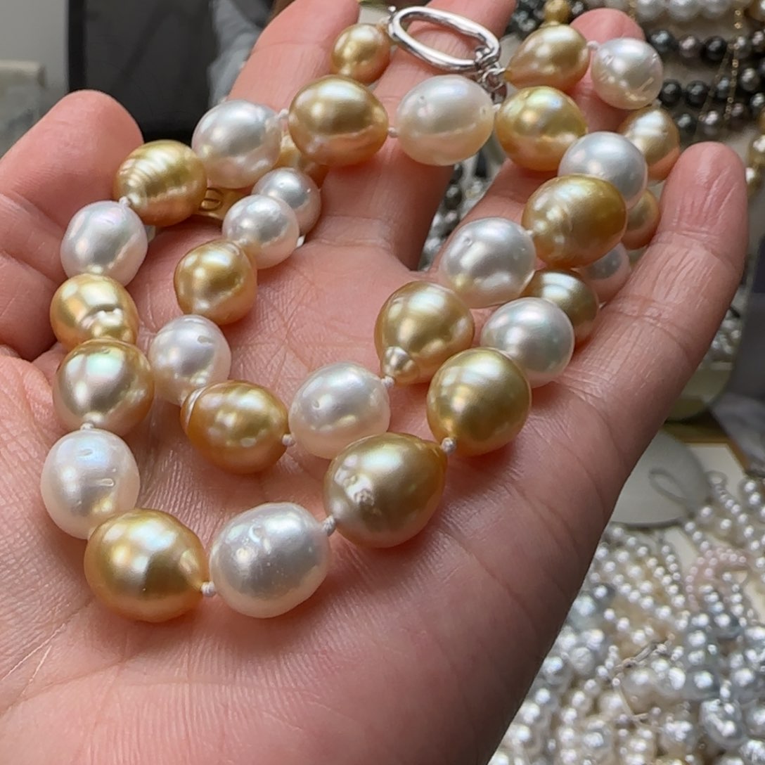 海水珍珠颈饰银S925镶嵌云*