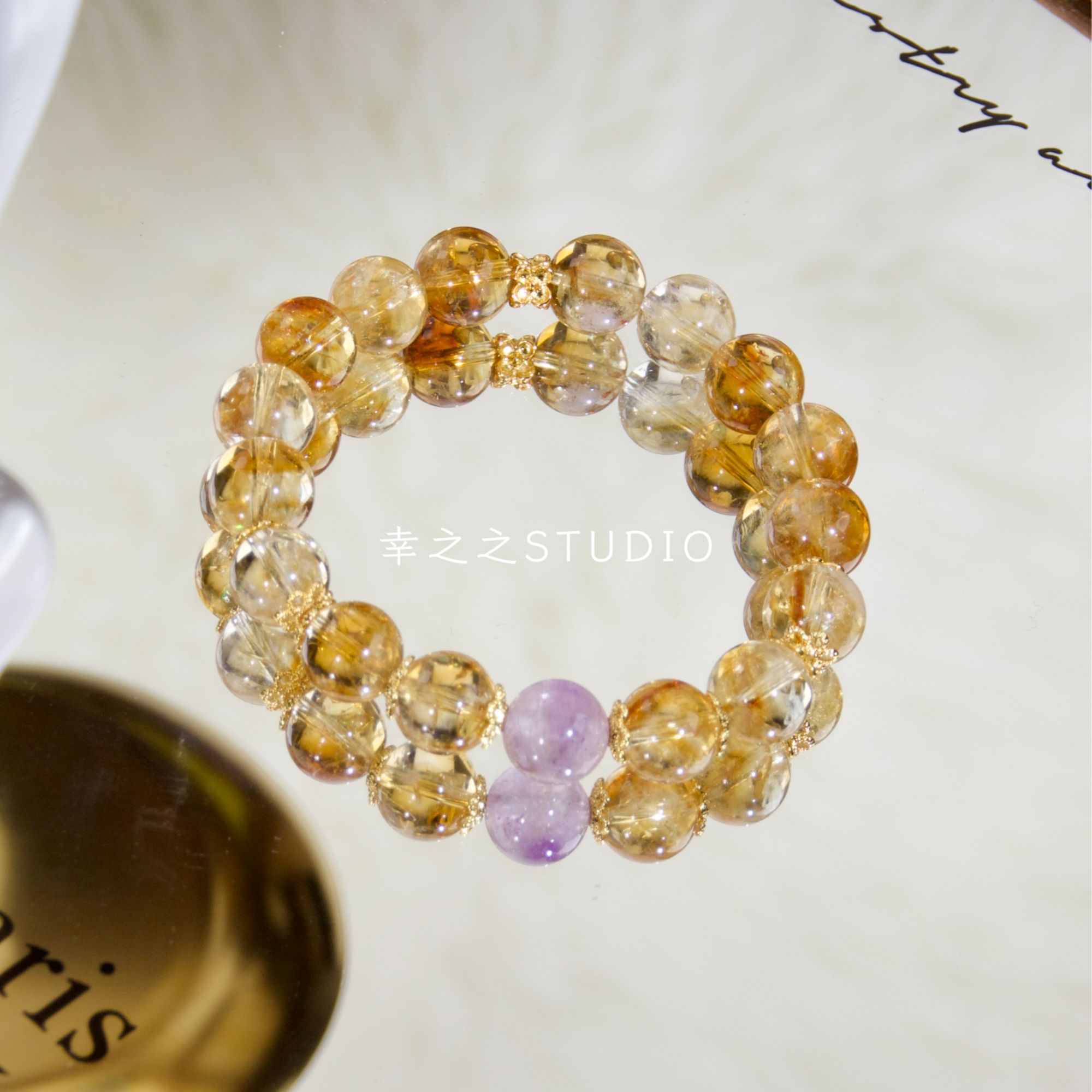 s1369【蒸蒸日上】天然黄塔晶水晶手串精致百搭设计手链 多样性发一