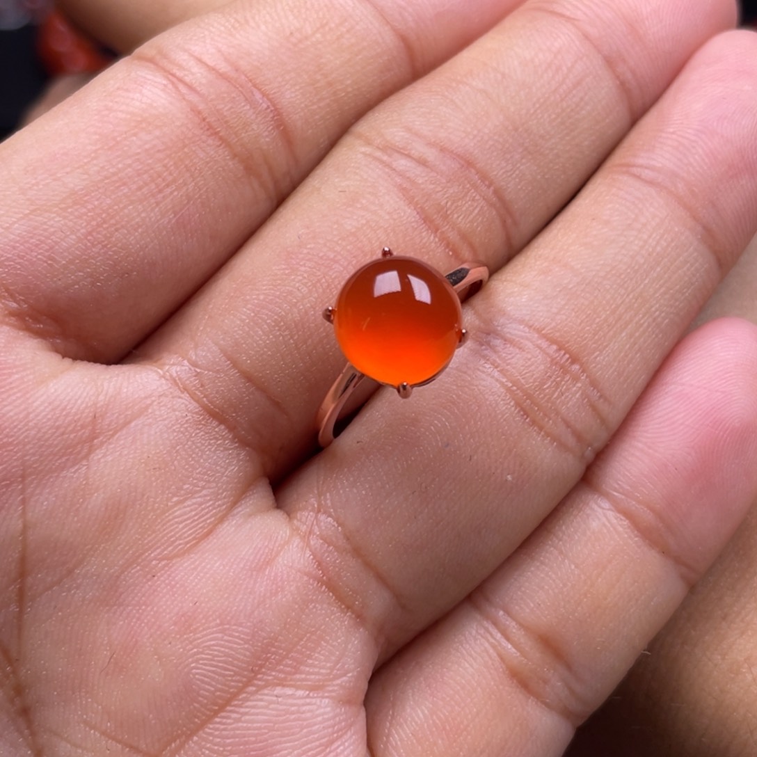 南红玛瑙珠宝奇石银S925镶嵌戒指