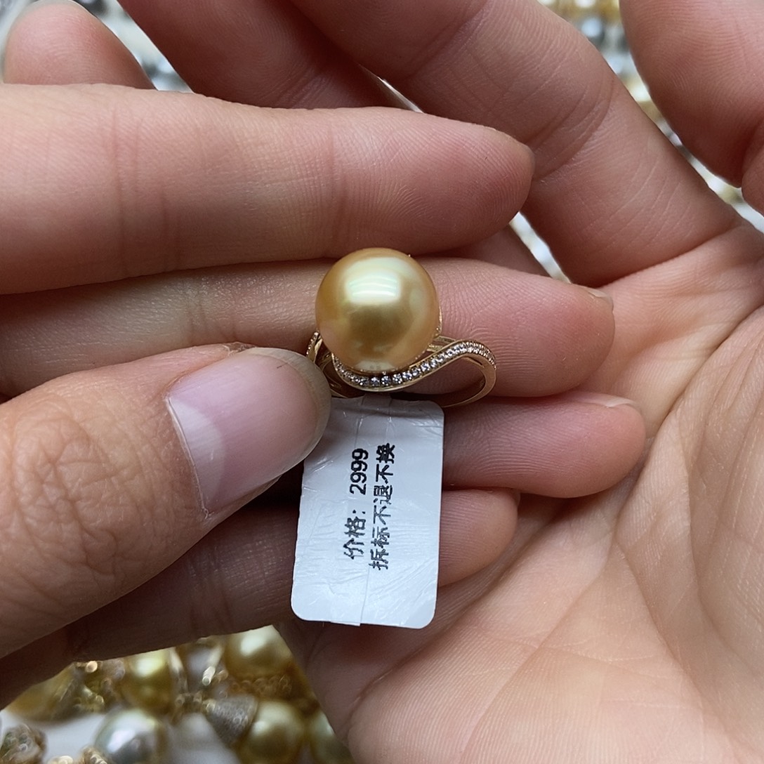 海水珍珠18K金镶嵌戒圈