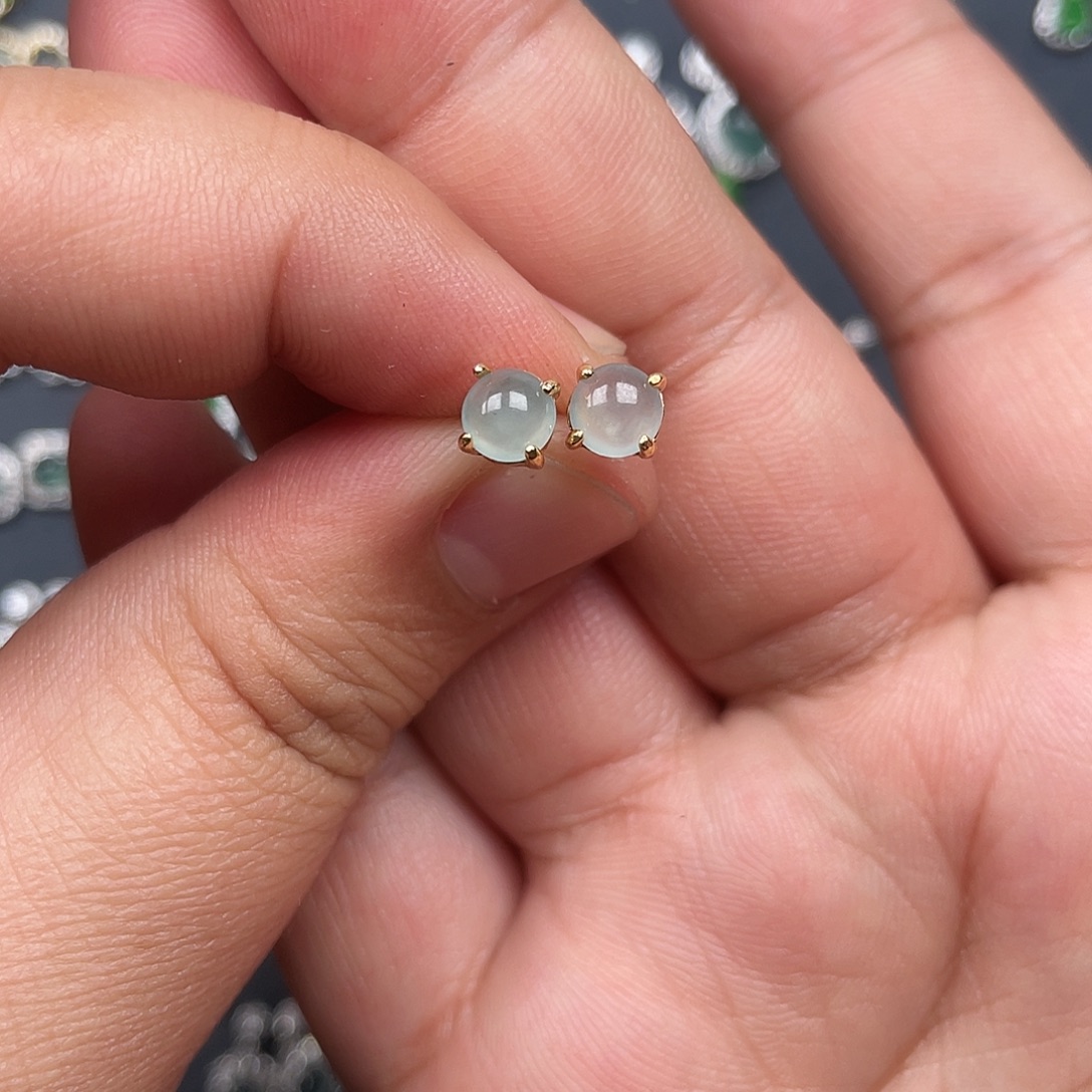 翡翠银S925镶嵌耳饰