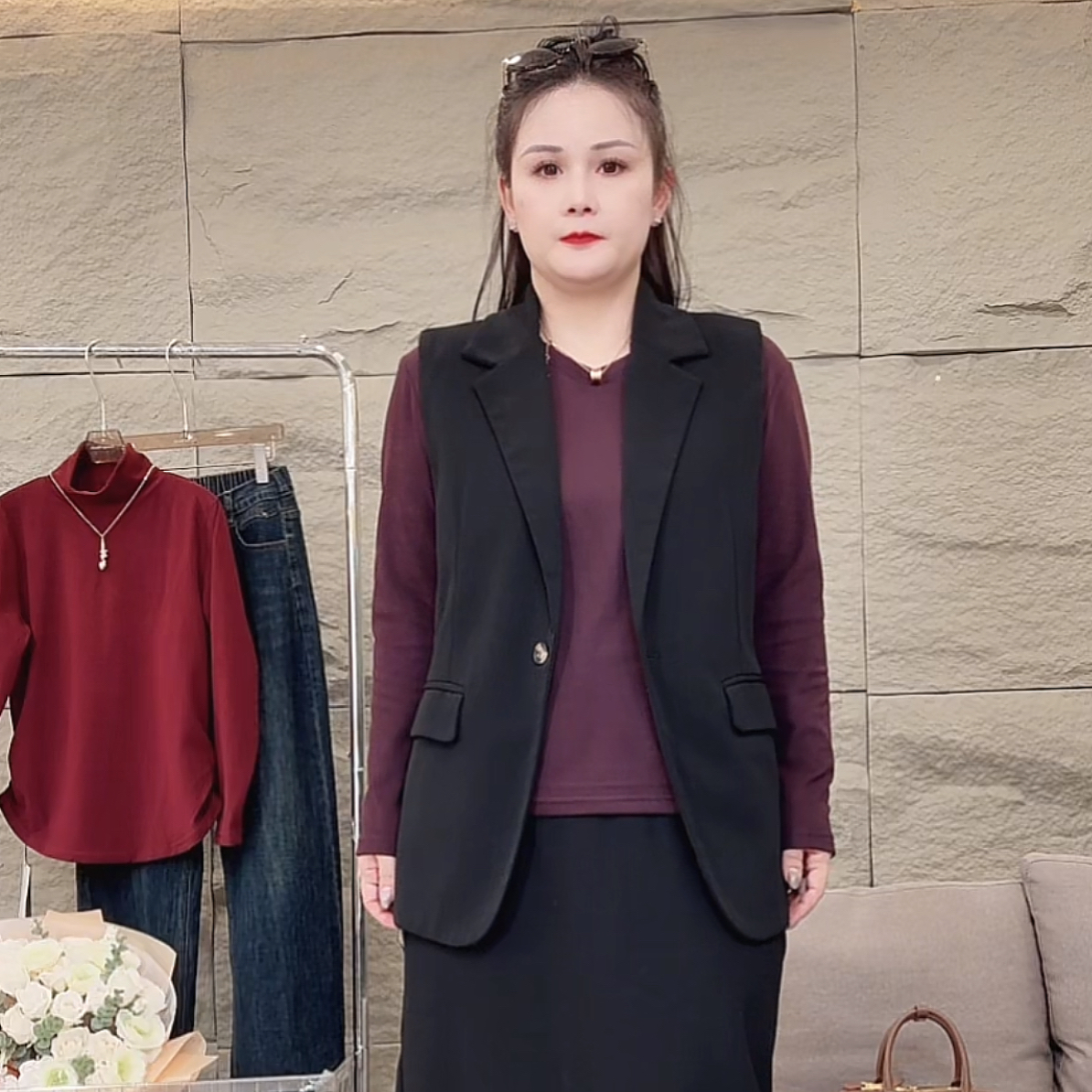 侧面双开叉【马夹】洋气马甲女外穿百搭秋季韩版西装女士显瘦马夹女