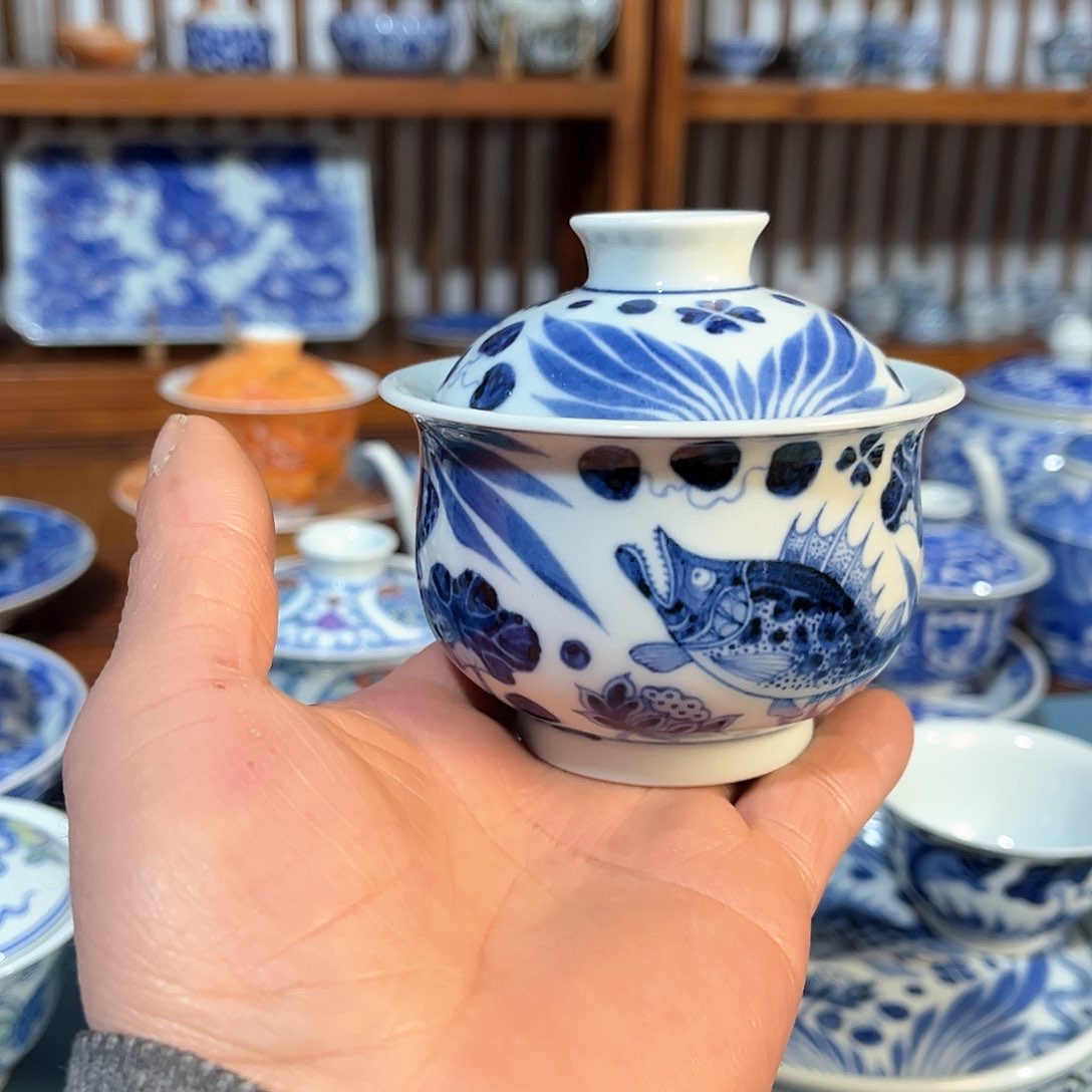 錡镇堂手工手绘盖碗