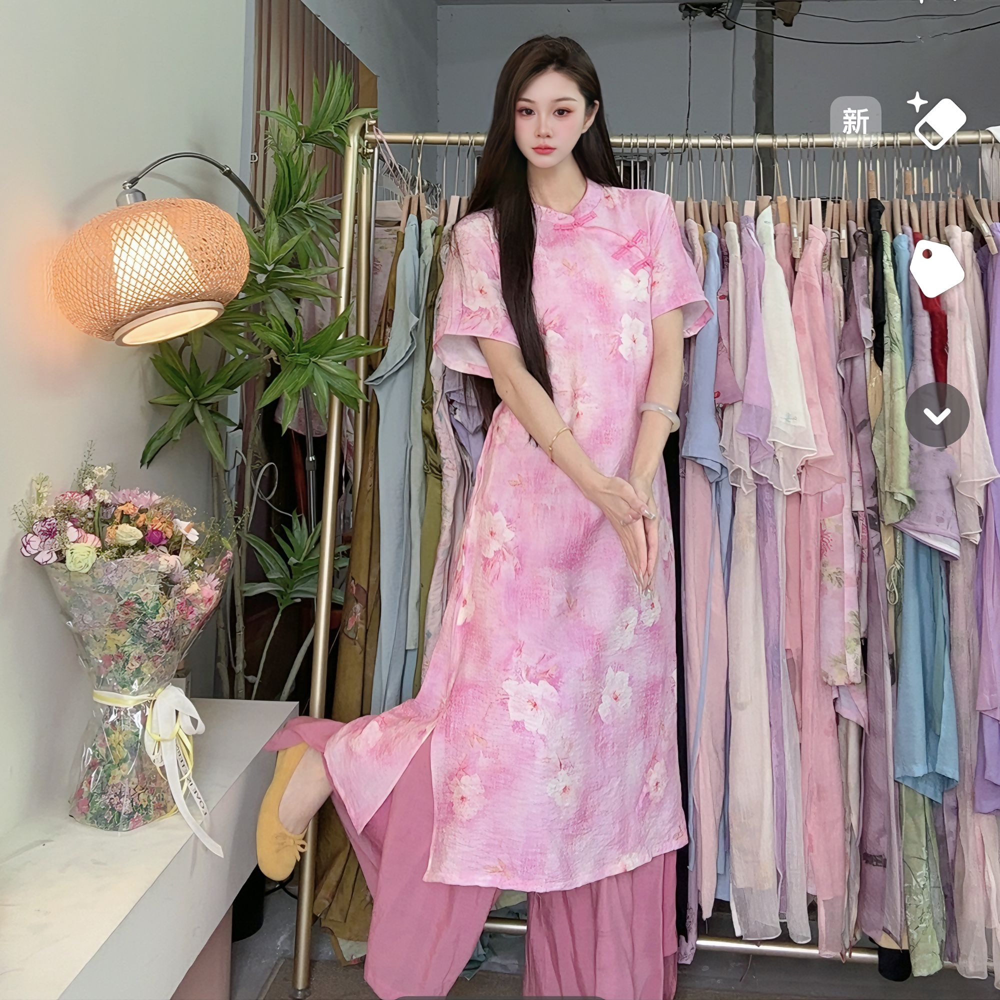 【短袖腰带】新中式短袖旗袍连衣裙轻薄透气女装