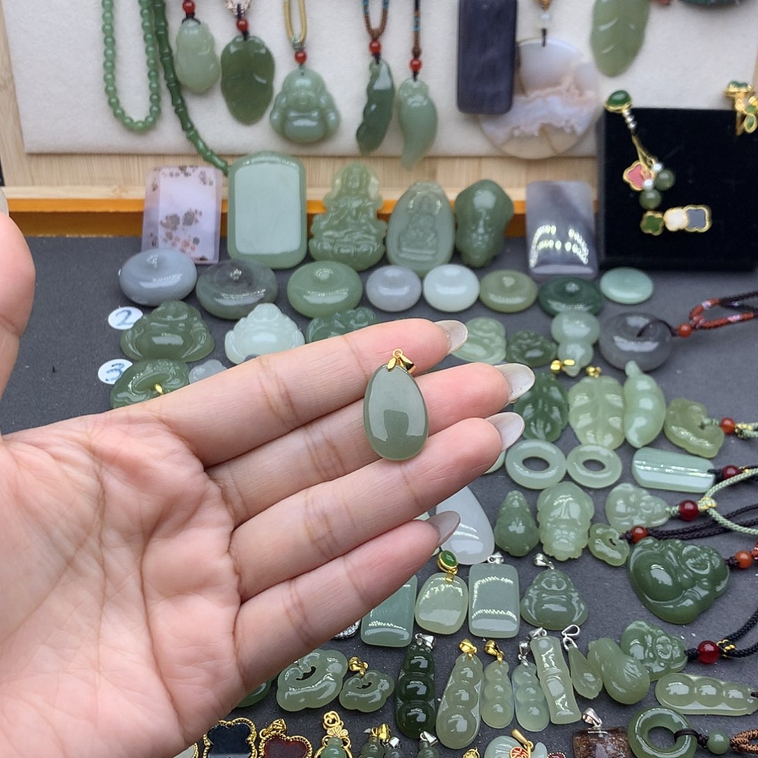 和田玉吊坠(不含链)银S925镶嵌