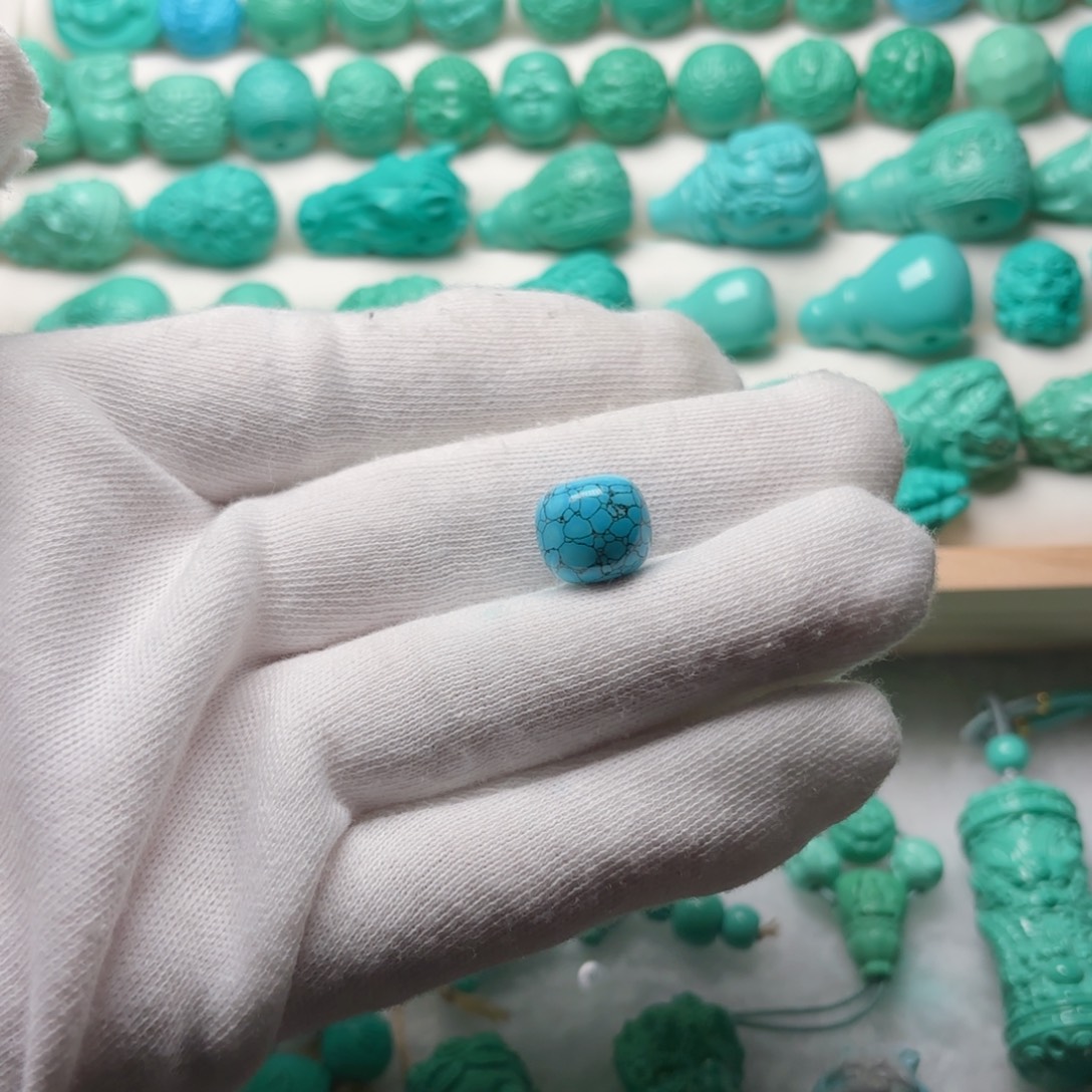 12尺寸网花老邢蓝料水草纹