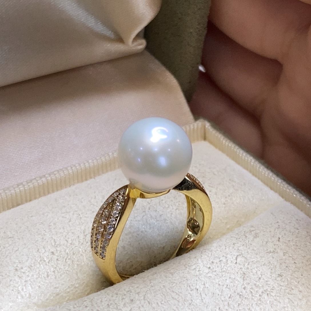 淡水珍珠戒指银S925镀金镶嵌