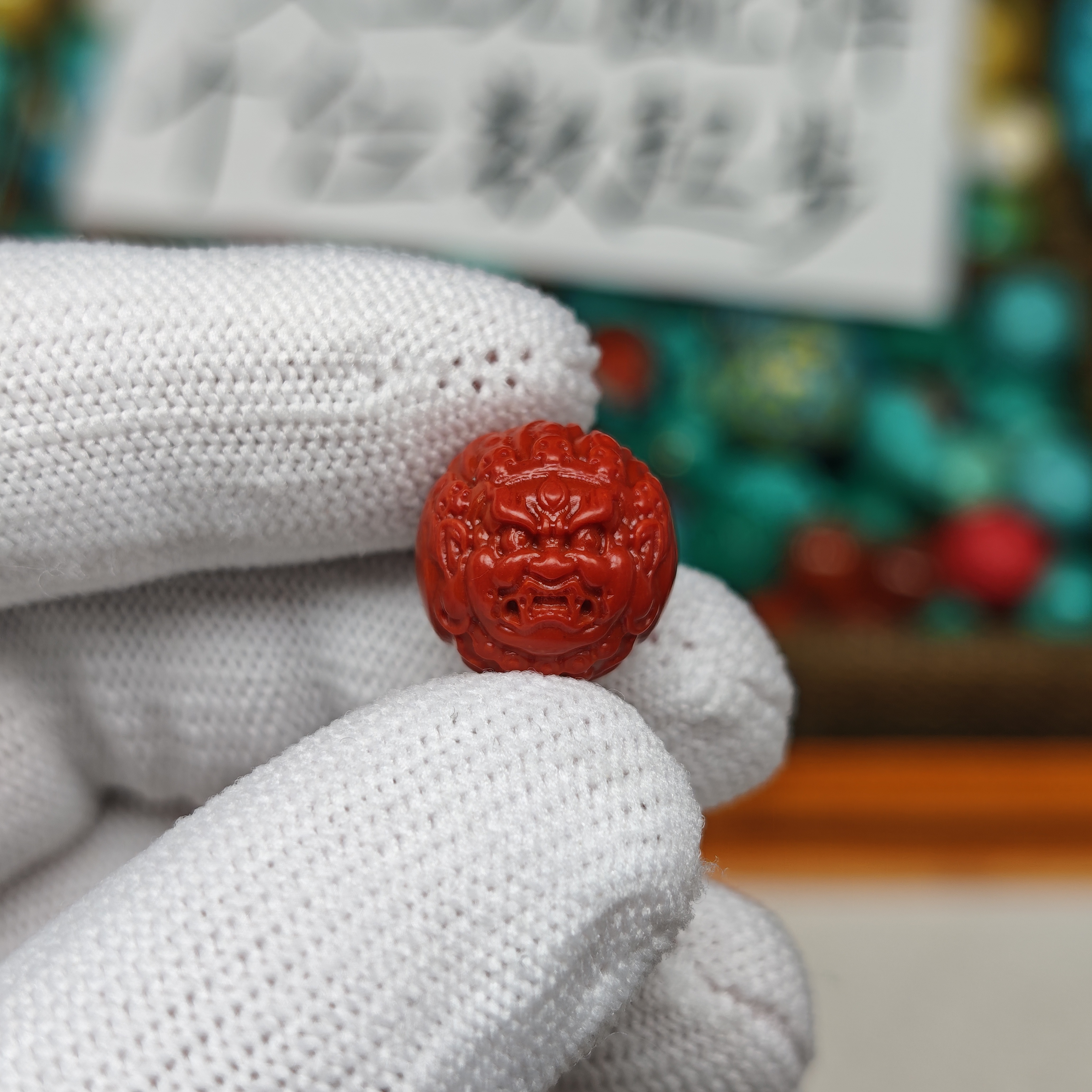 【B52】14mm黄财神鸿运当头散珠文玩顶珠配珠配饰DIY手串配件