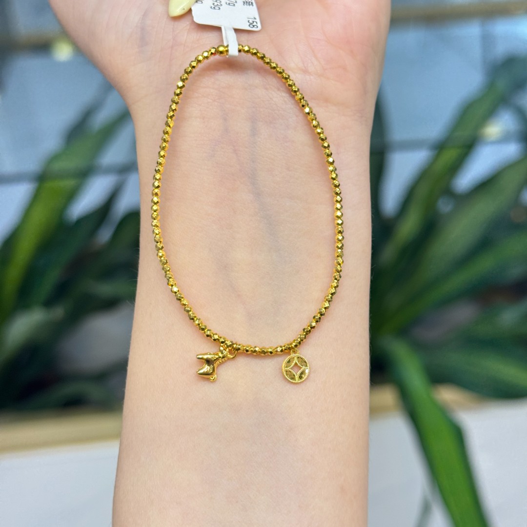 X【立体钱币小马手串】足金999手串