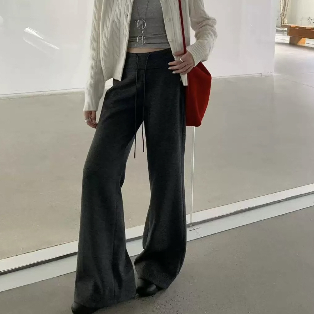 2275新宠儿女装新品简约加绒直筒裤