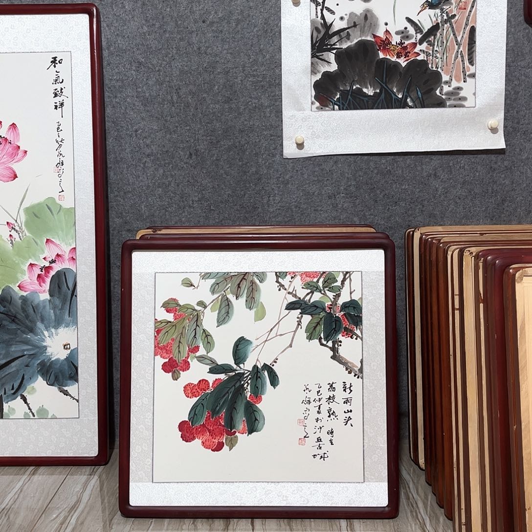 国画书画作品带框63×63