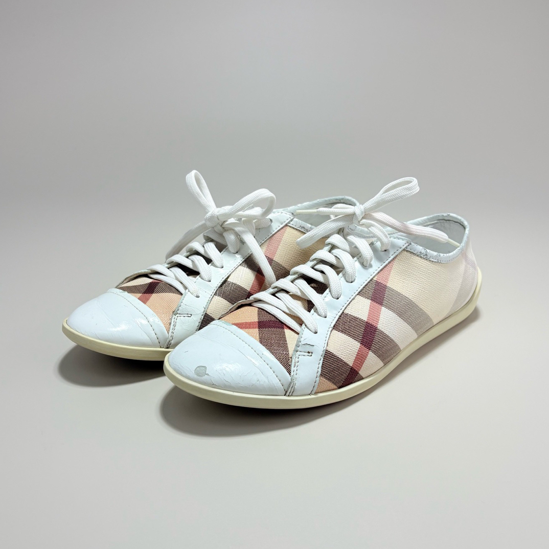 90新 BURBERRY/博柏利 BURBERRY博柏利格纹休闲鞋 38码 9新13738