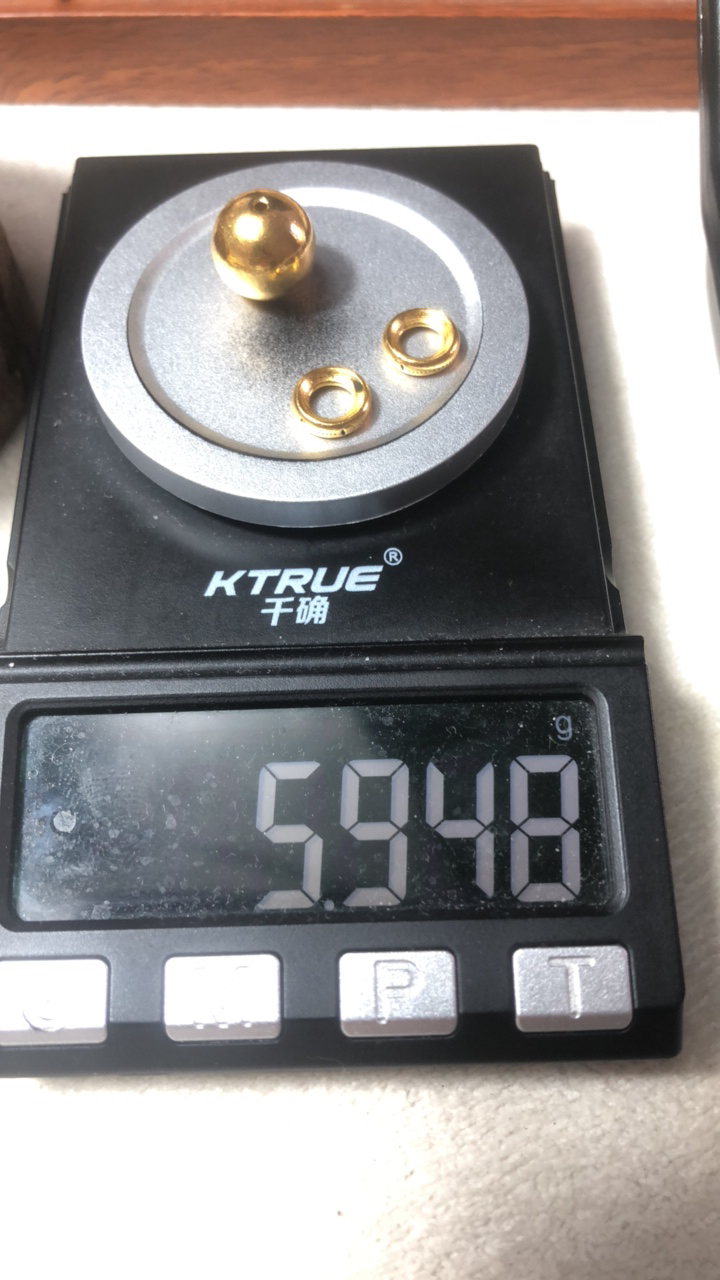 足金999光圆珠六字真言卡环黄金文玩配饰