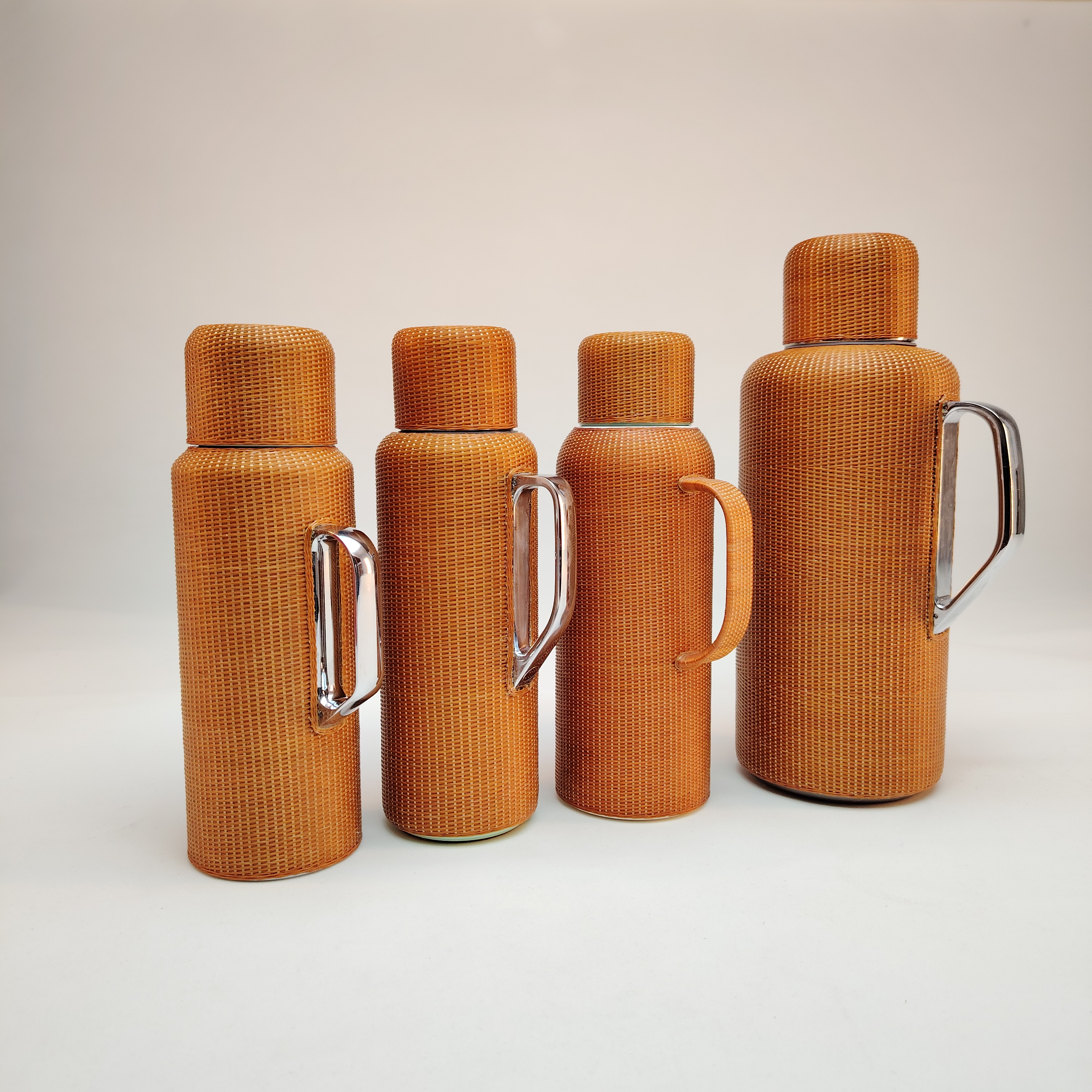 竹丝扣瓷手工编织高端茶壶商务礼品定制非遗特色不锈钢保温热水壶