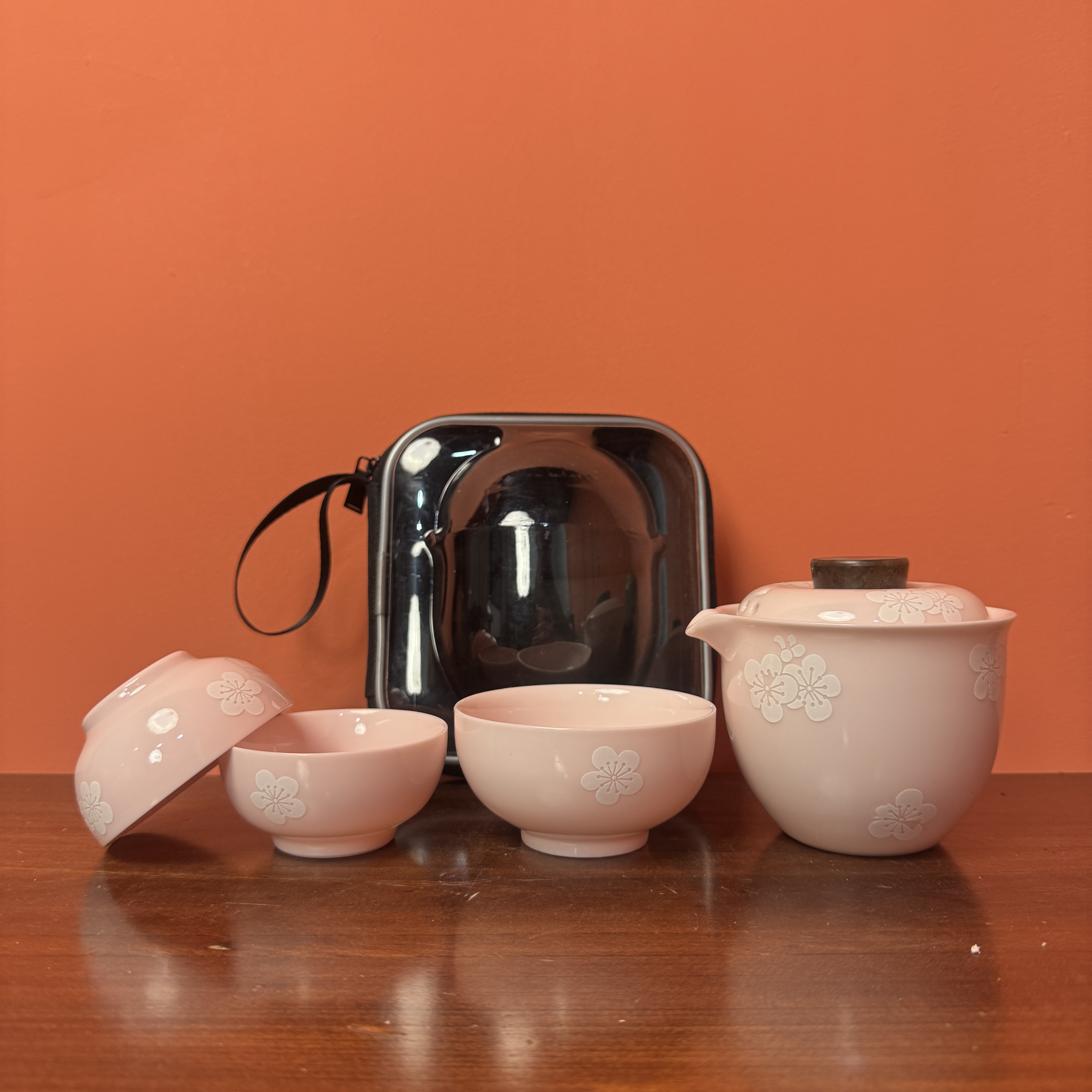 AA027粉色女士旅行茶具户外套装便携式露营喝茶装备功夫泡茶杯D