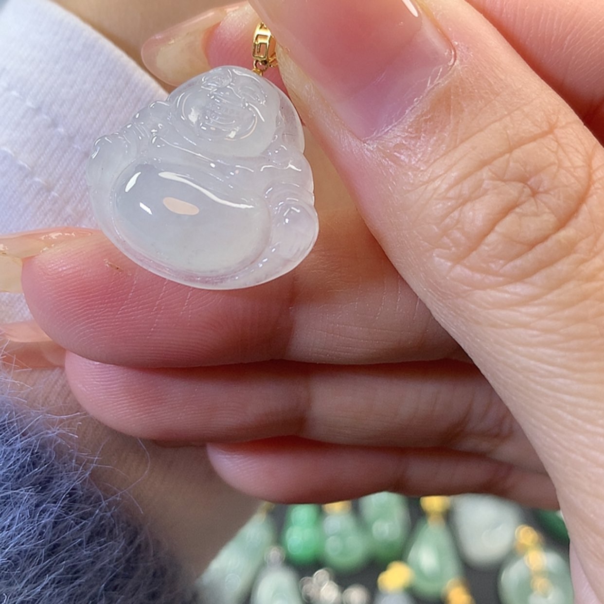 【闪购商品】翡翠吊坠(赠链)18K金镶嵌