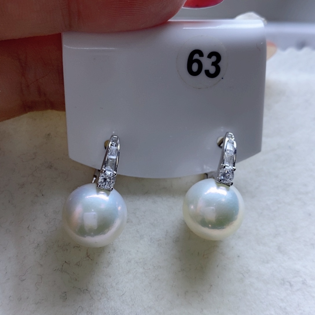 淡水珍珠耳饰银S925镶嵌
