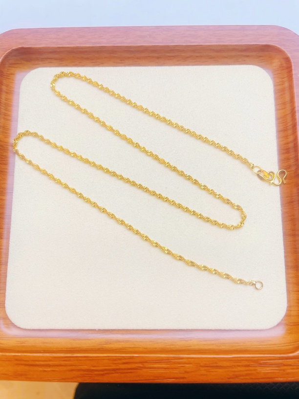 铜合金项链 水波纹项链 M扣头双水波