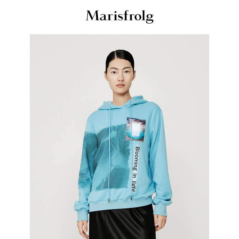 【粉丝专享】玛丝菲尔冬季新款蓝色套头百搭成人卫衣上衣