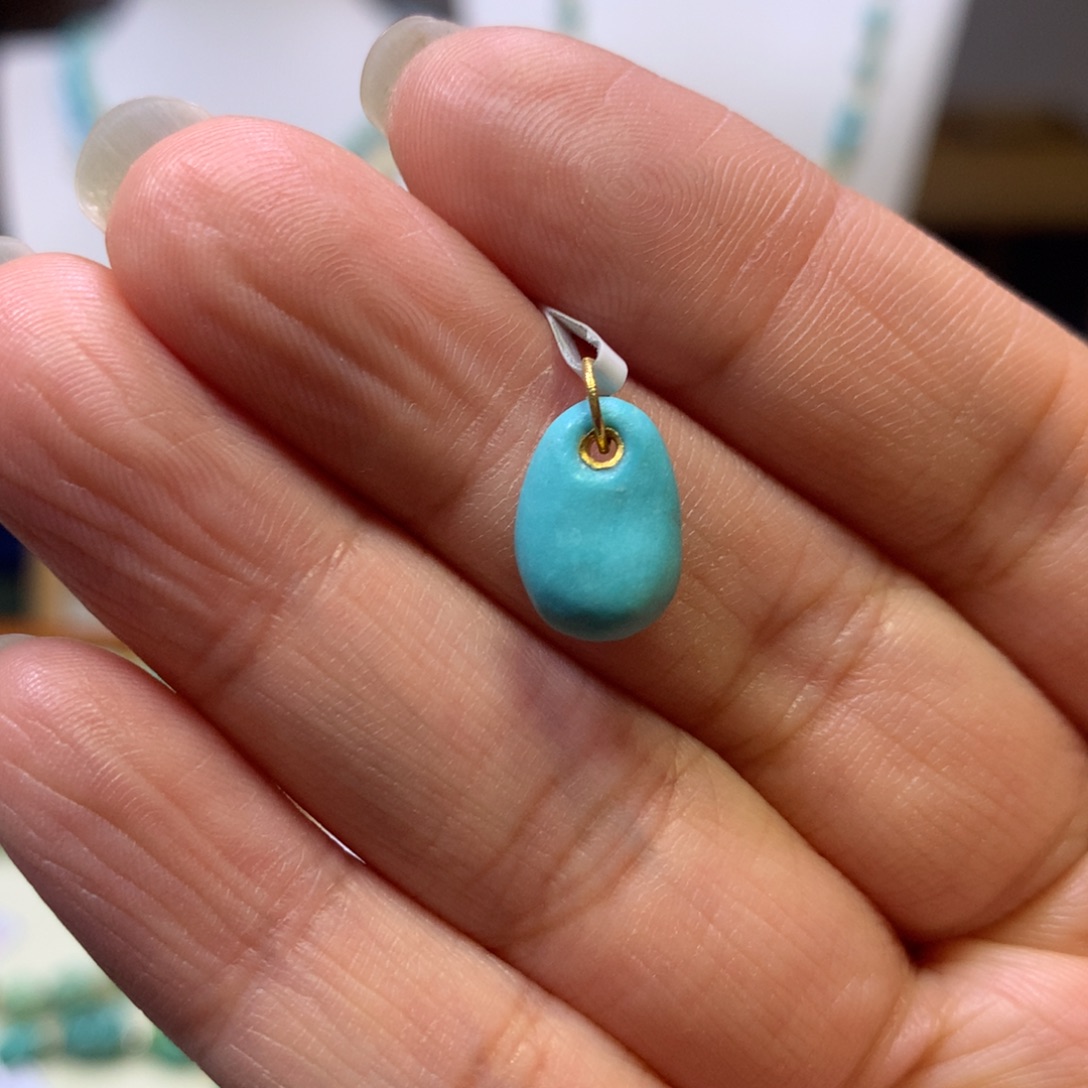 绿松石18K金镶嵌挂件