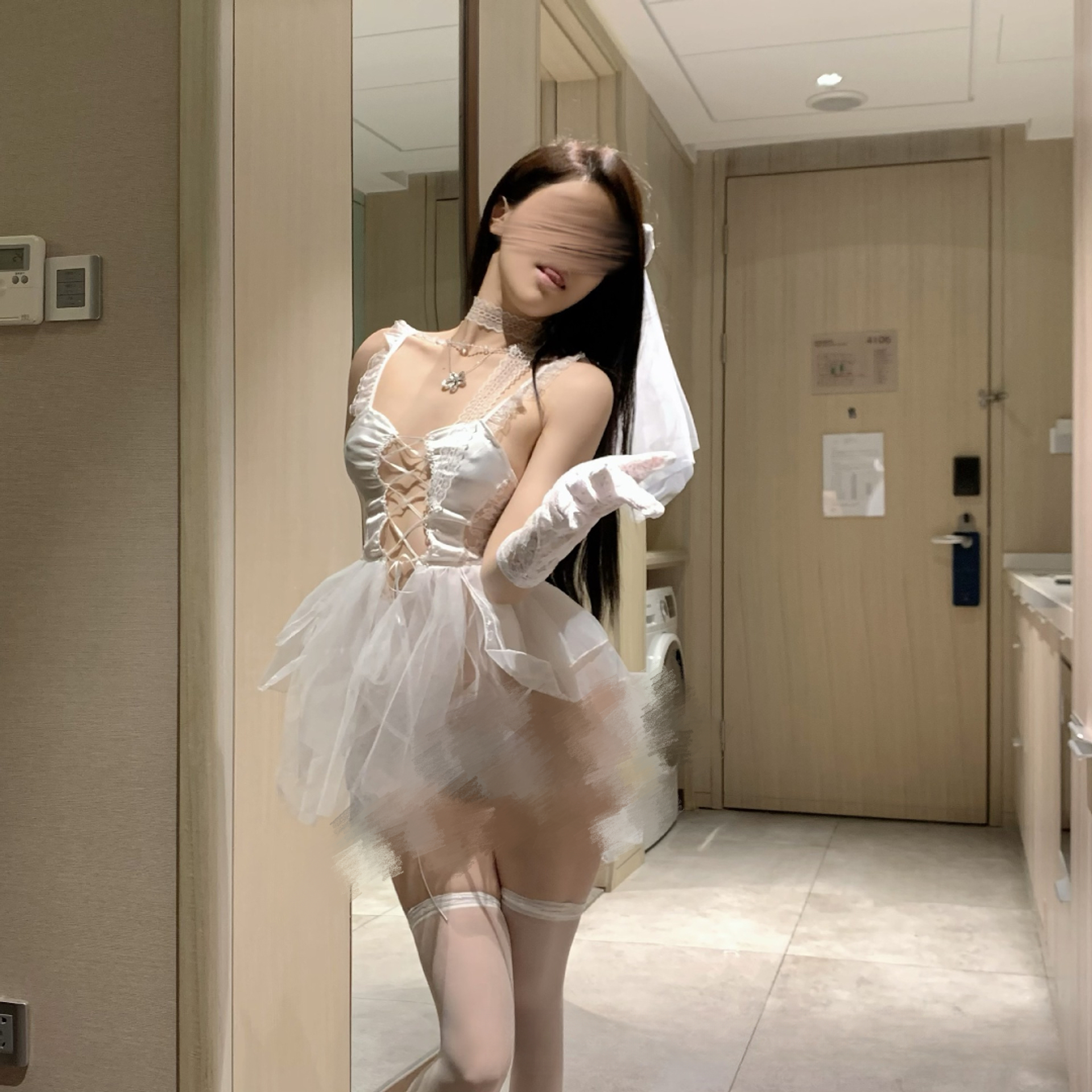 燃夜fire纯欲婚纱制服蕾丝绑带新娘套装