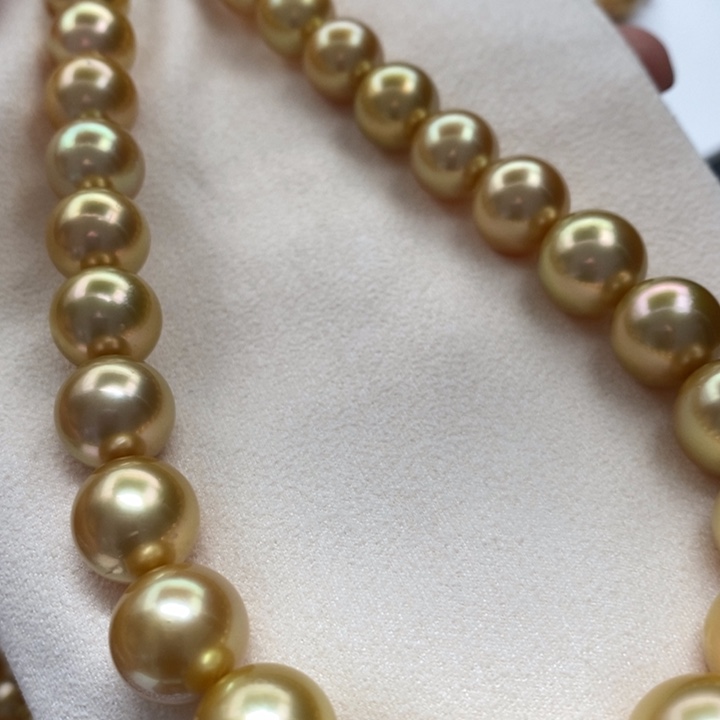 颈饰海水珍珠未镶嵌11-14mm正圆浓茶色金珠串链