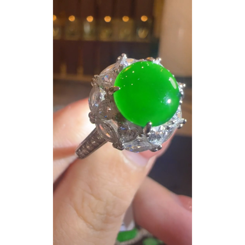 天然A货翡翠JJ24蛋面戒指多样性发一
