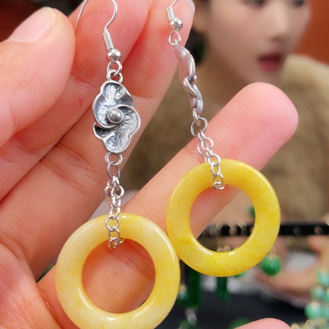 翡翠未镶嵌耳饰饰品