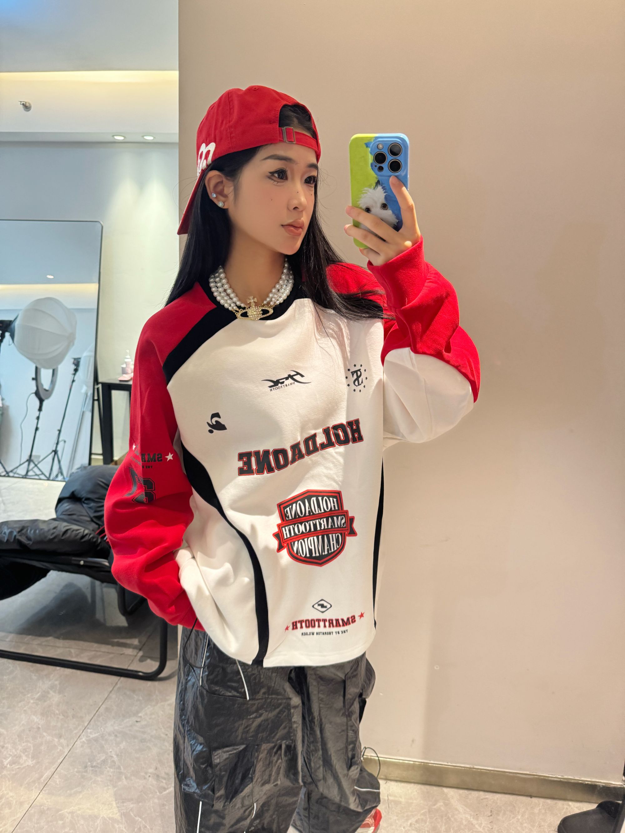 ASK 美式拼接撞色重磅潮牌卫衣套头印花男女长袖情侣秋冬