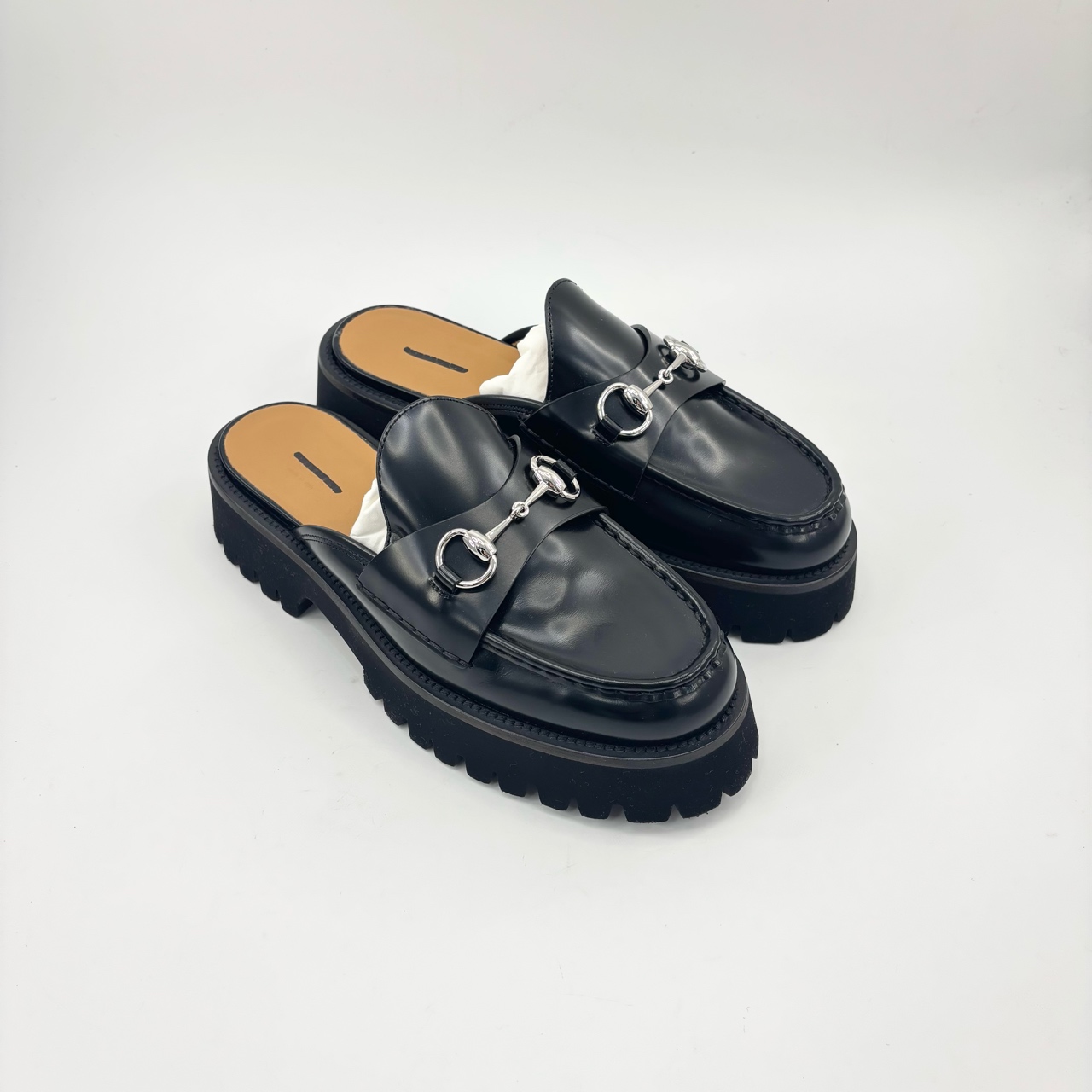 全新未使用 GUCCI/古驰  古驰/39码/黑色马衔扣穆勒鞋/pp426427