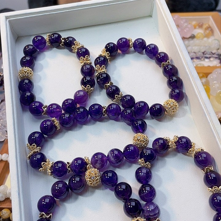 烟晶手链银S925镶嵌13紫晶