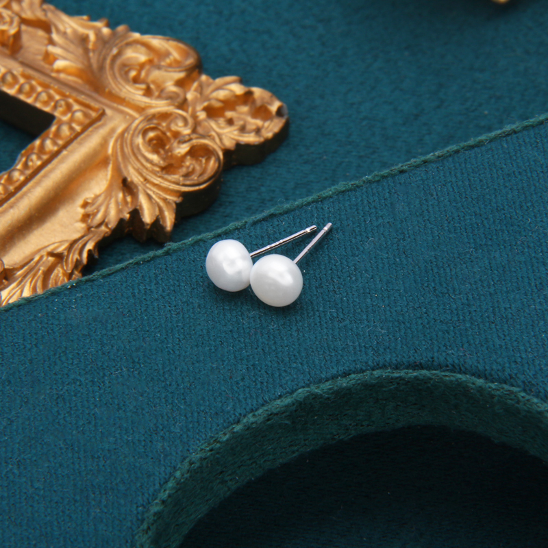 s925纯银淡水珍珠耳钉甜美气质轻奢百搭大气简约女士养耳洞 配饰