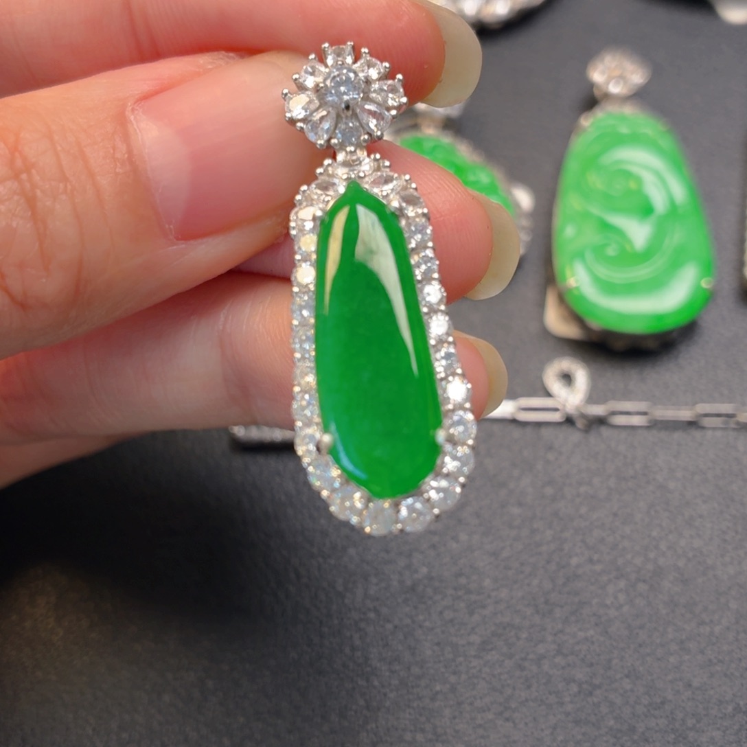 翡翠银S925镶嵌吊坠(不含链)