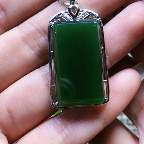 和田玉银S925镶嵌挂件