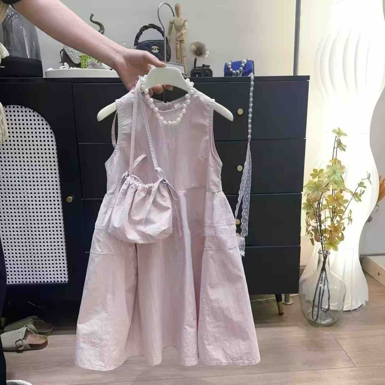 【新疆包邮】夏季新款中大童带包包休闲长裙P533