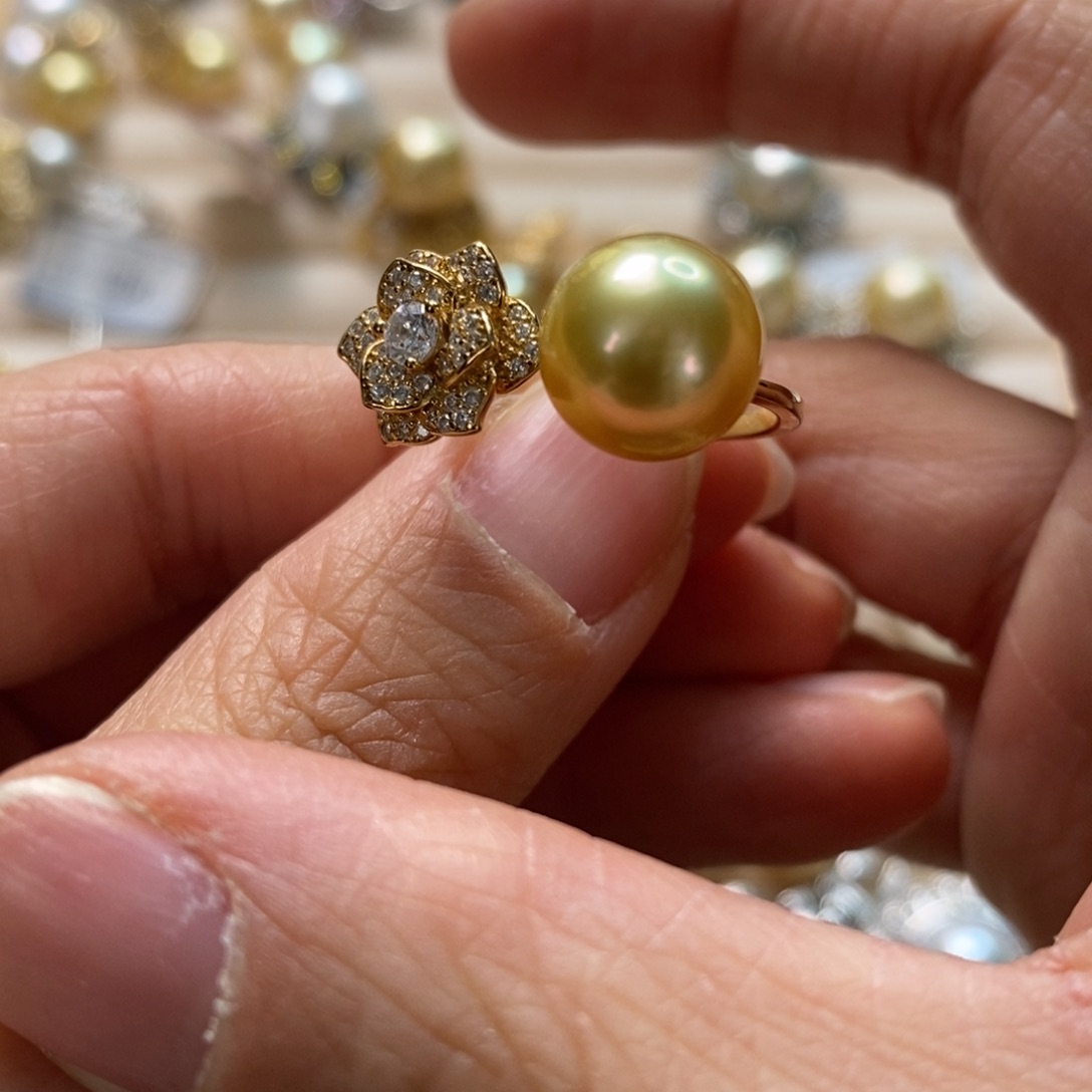 海水珍珠戒圈银S925镶嵌