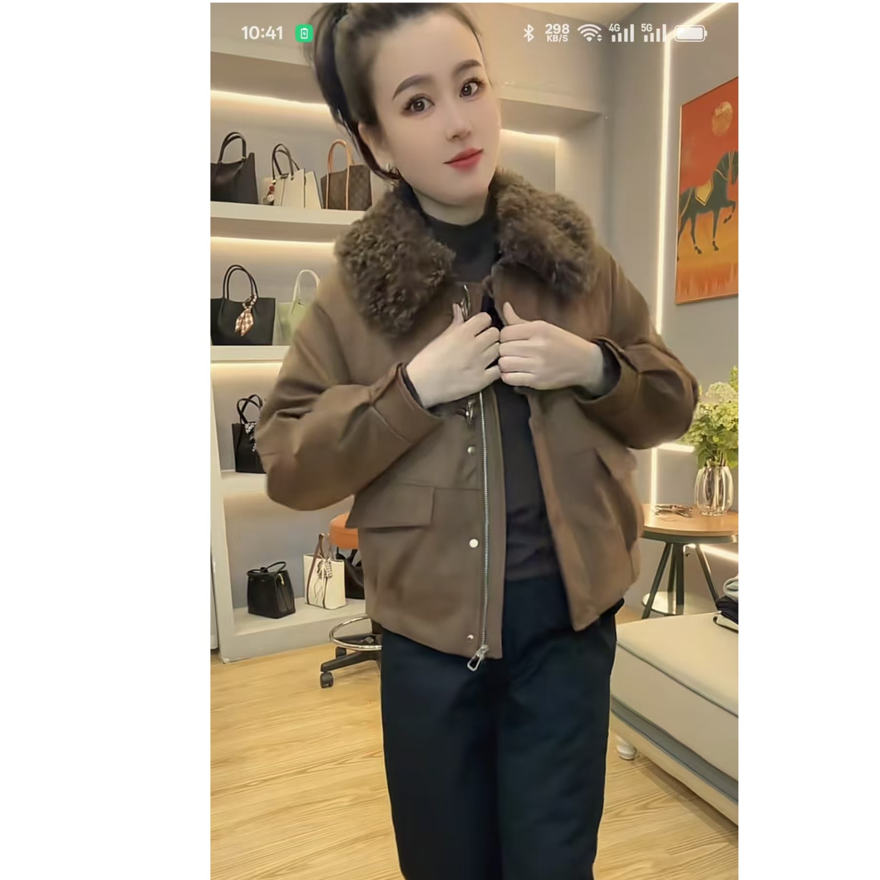 【七彩衣新品】25B46时尚翻毛领羽绒服厚款女士洋气秋冬上衣长58
