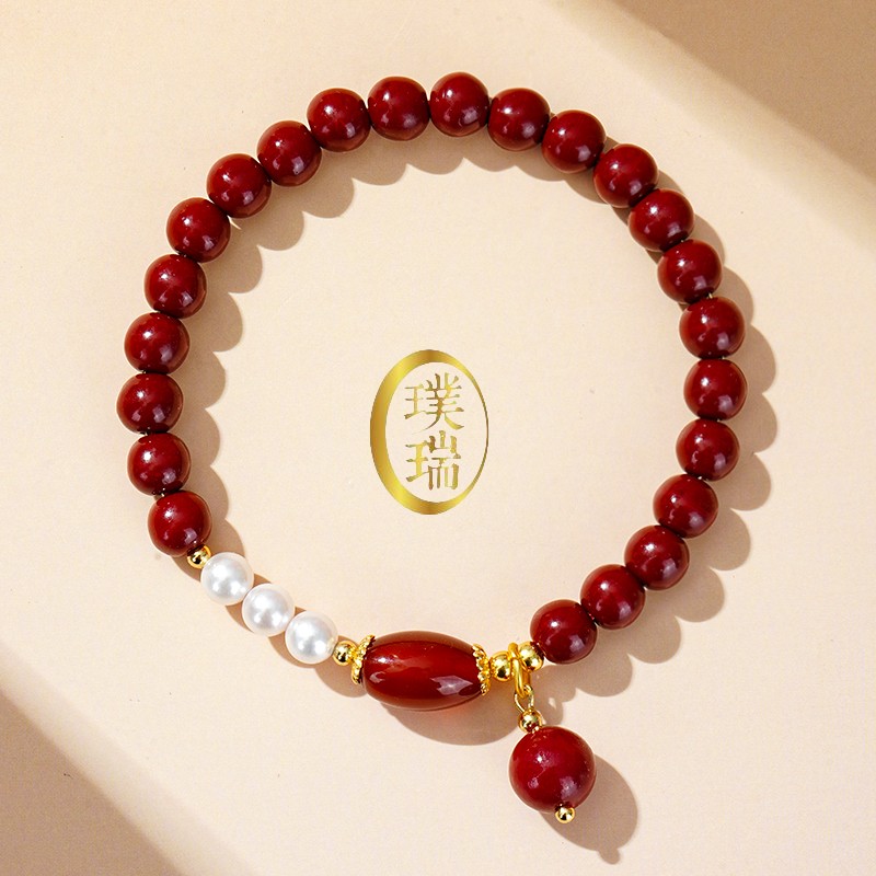 含辰砂工艺品含辰砂朱砂单圈隔珠红玛瑙手链 多样性发一SL552
