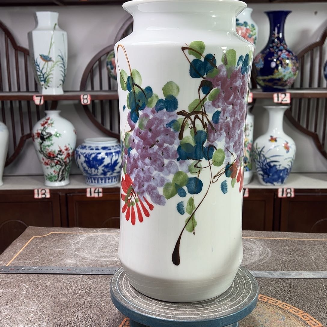 摆件陶景德镇陶瓷书紫藤