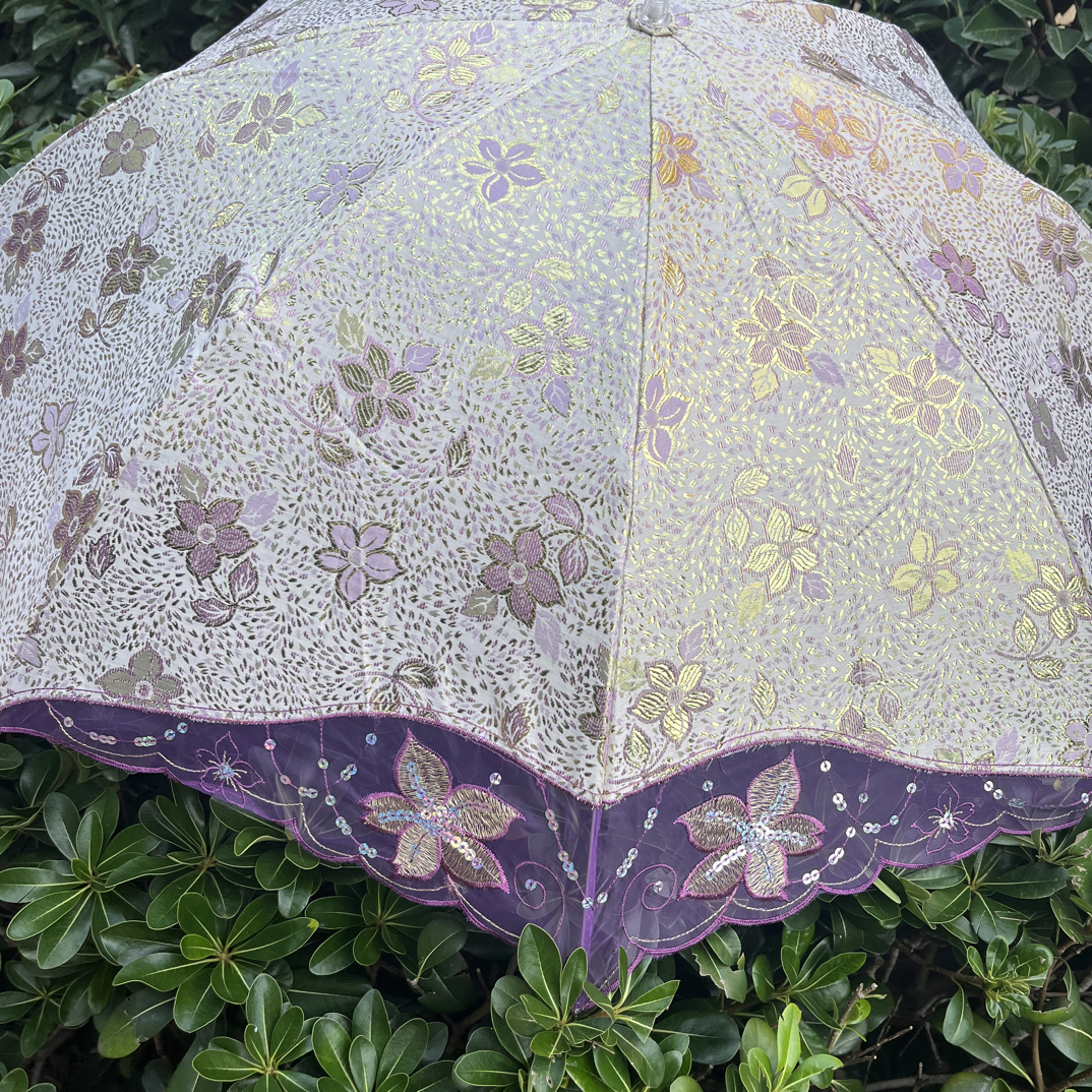 紫金配色二折精致大气遮阳小洋伞可折叠