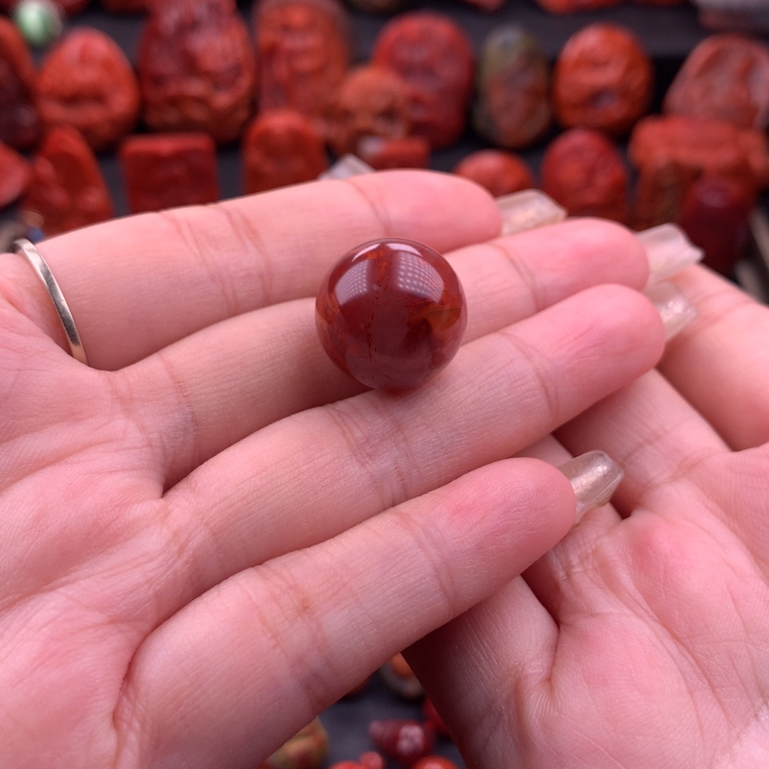 南红玛瑙南红川料原矿牛血火妖圆珠17.5mm未镶嵌