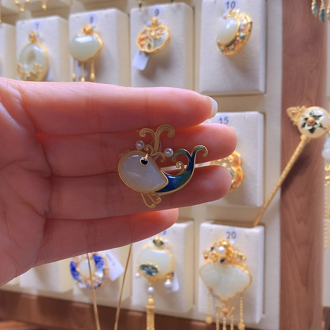 和田玉颈饰银S925镶嵌