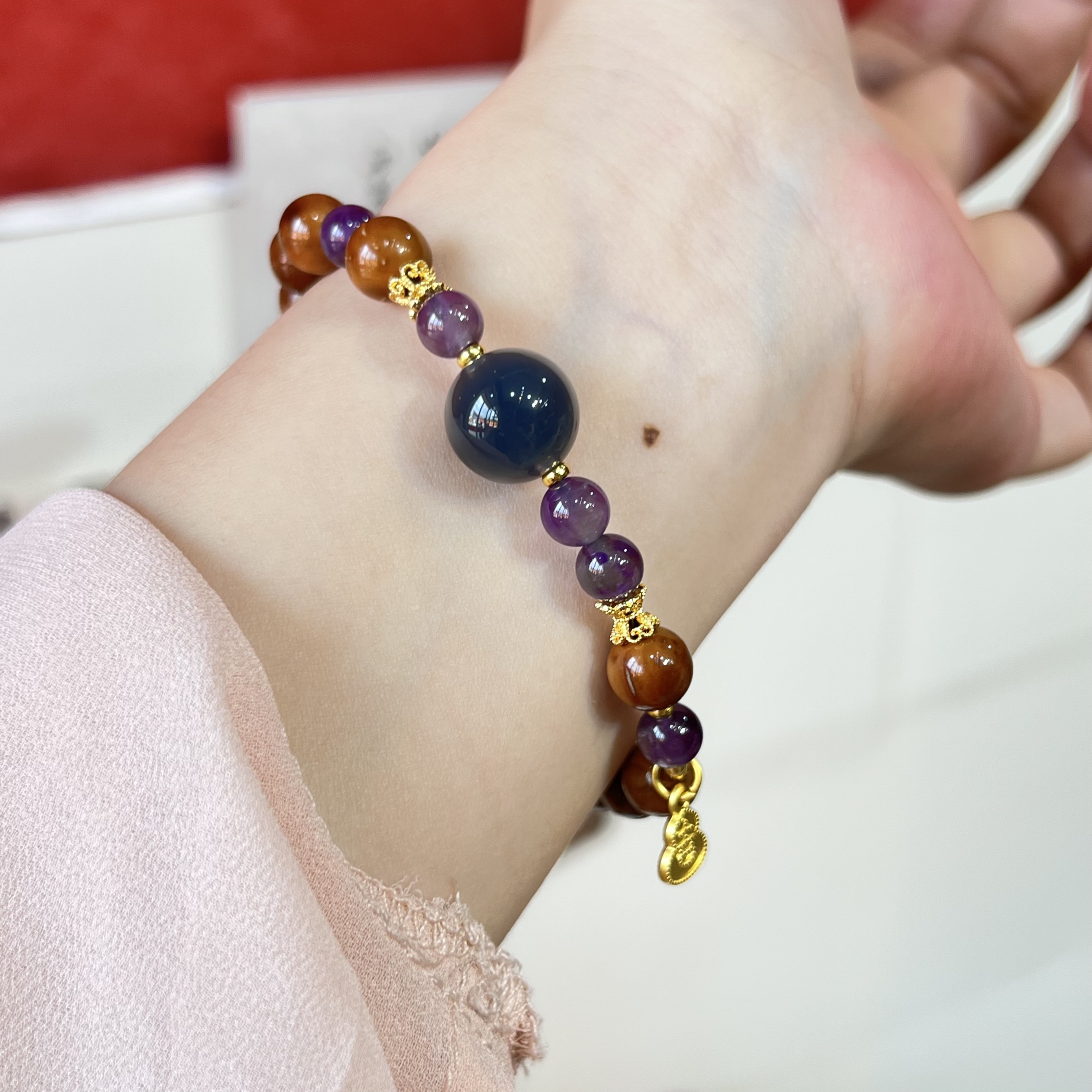 08库克菩提紫水糖心单圈手链手串