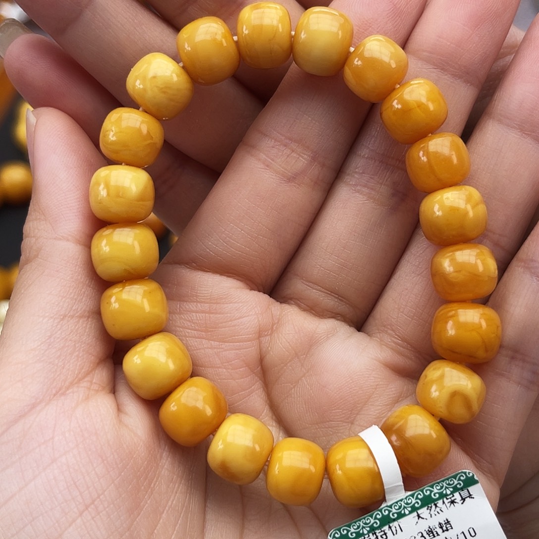 琥珀未镶嵌手链10m花蜡