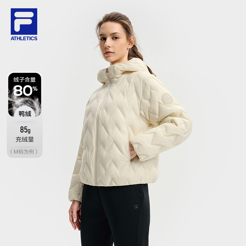 【保暖舒适】FILA/斐乐女冬户外通勤百搭时尚鸭绒羽绒服A11W541912F