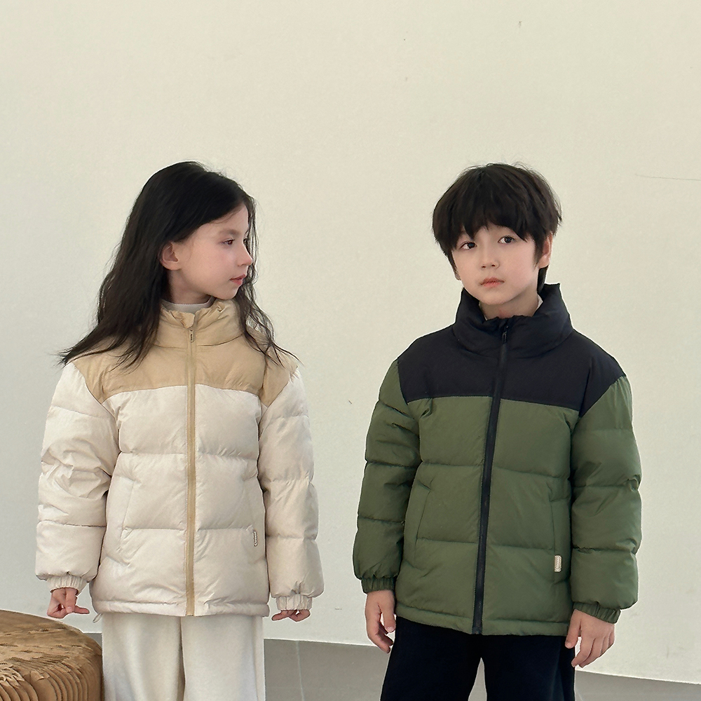 学院风短款拼接卡通动漫休闲森系男童韩版儿童羽绒服女童外套Q14